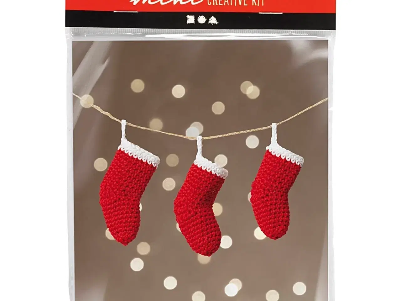 Billede 1 - Mini DIY Kit Hækling, Julesokker, rød/hvid, 1 pk.