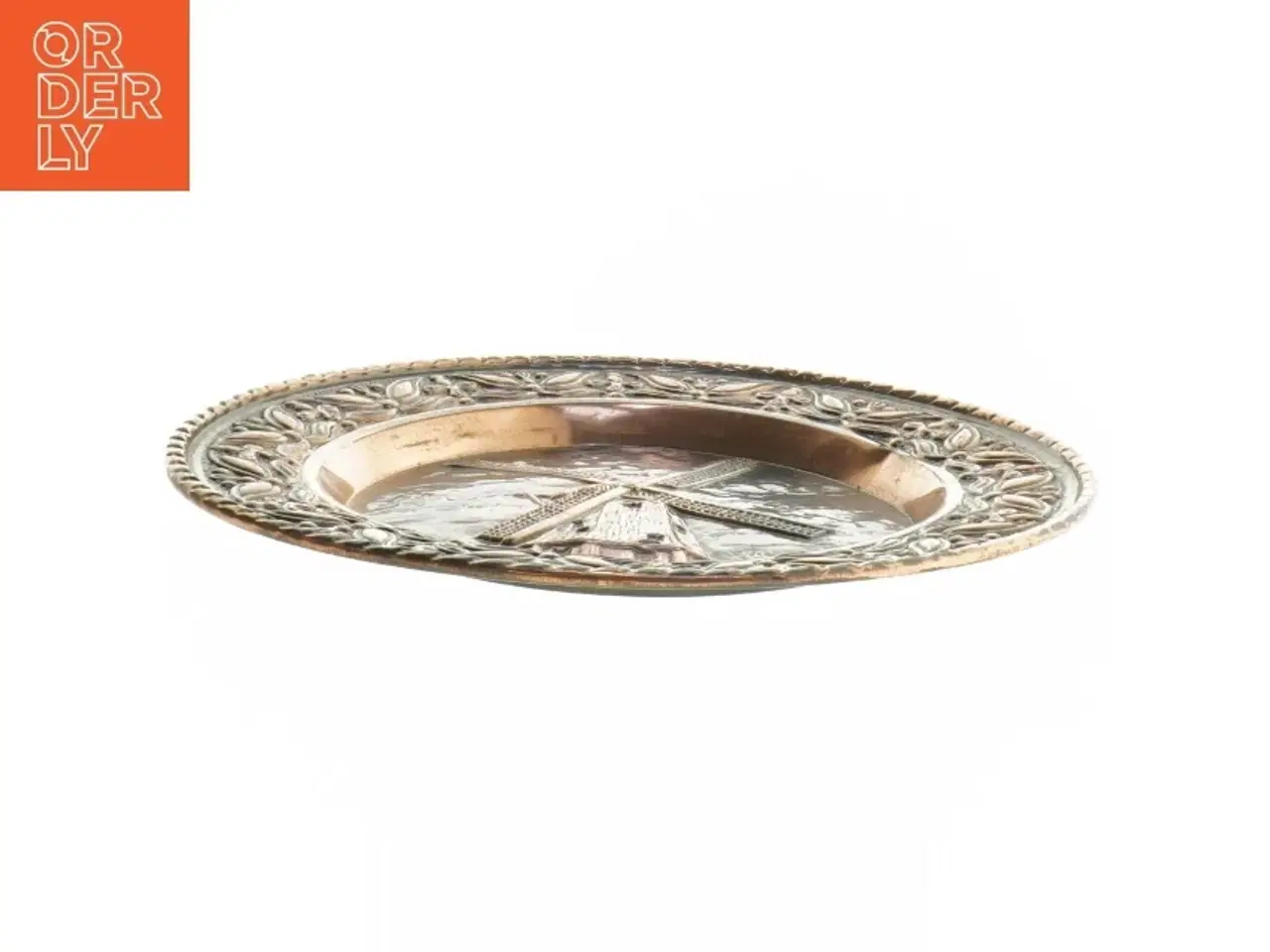 Billede 2 - kobber platte med vindmølle motiv (str. Ø 30x2 cm)