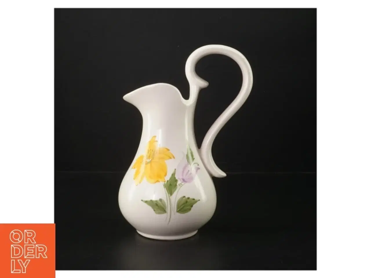Billede 1 - Keramikkande med blomstermotiv (str. K. 23 cm. ø. 13 cm)