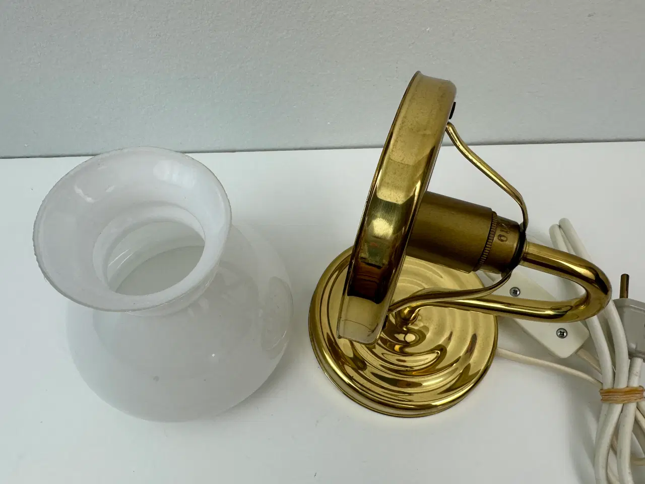 Billede 7 - Vintage messing lampe med opalglas