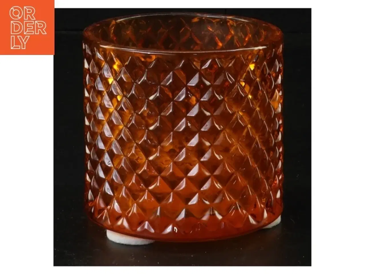Billede 1 - Brun glas lysestage (str. 8 x 8 cm)