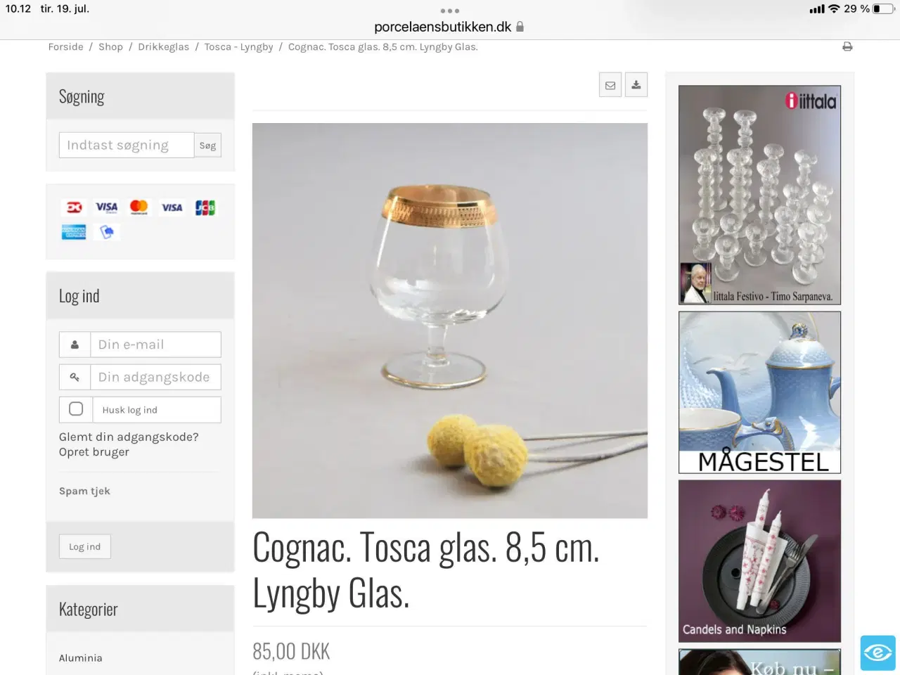 Billede 3 - Cognacglas, Lyngby glas, Tosca, 12 stk.