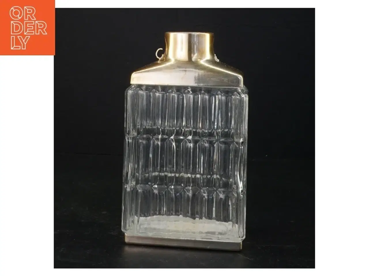 Billede 1 - Glas vase karaffel med metal top og bund (str. 19 x 11 x 7 cm)