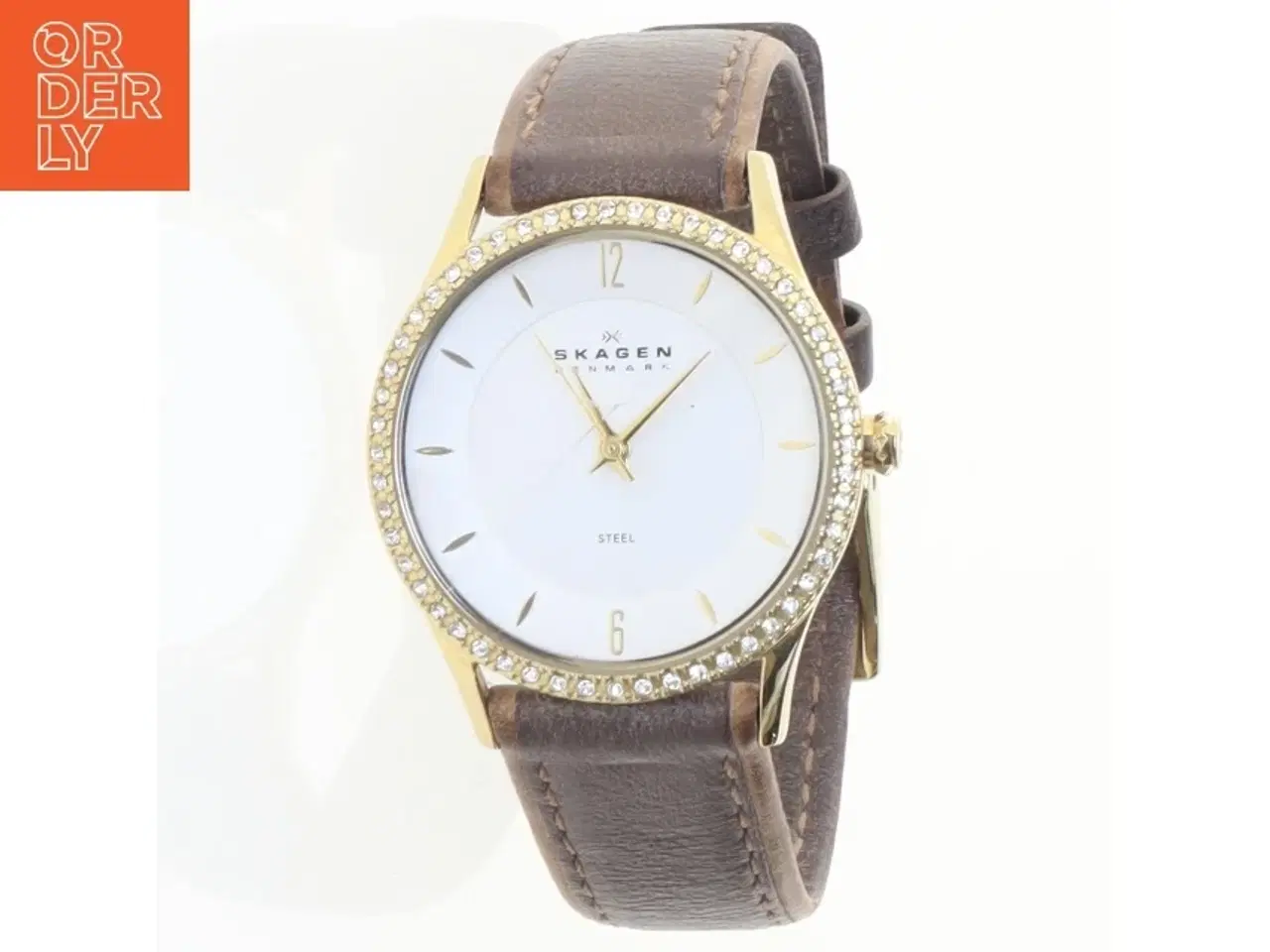 Billede 1 - Skagen armbåndsur med brun rem fra Skagen (str. Ø 9 mm)