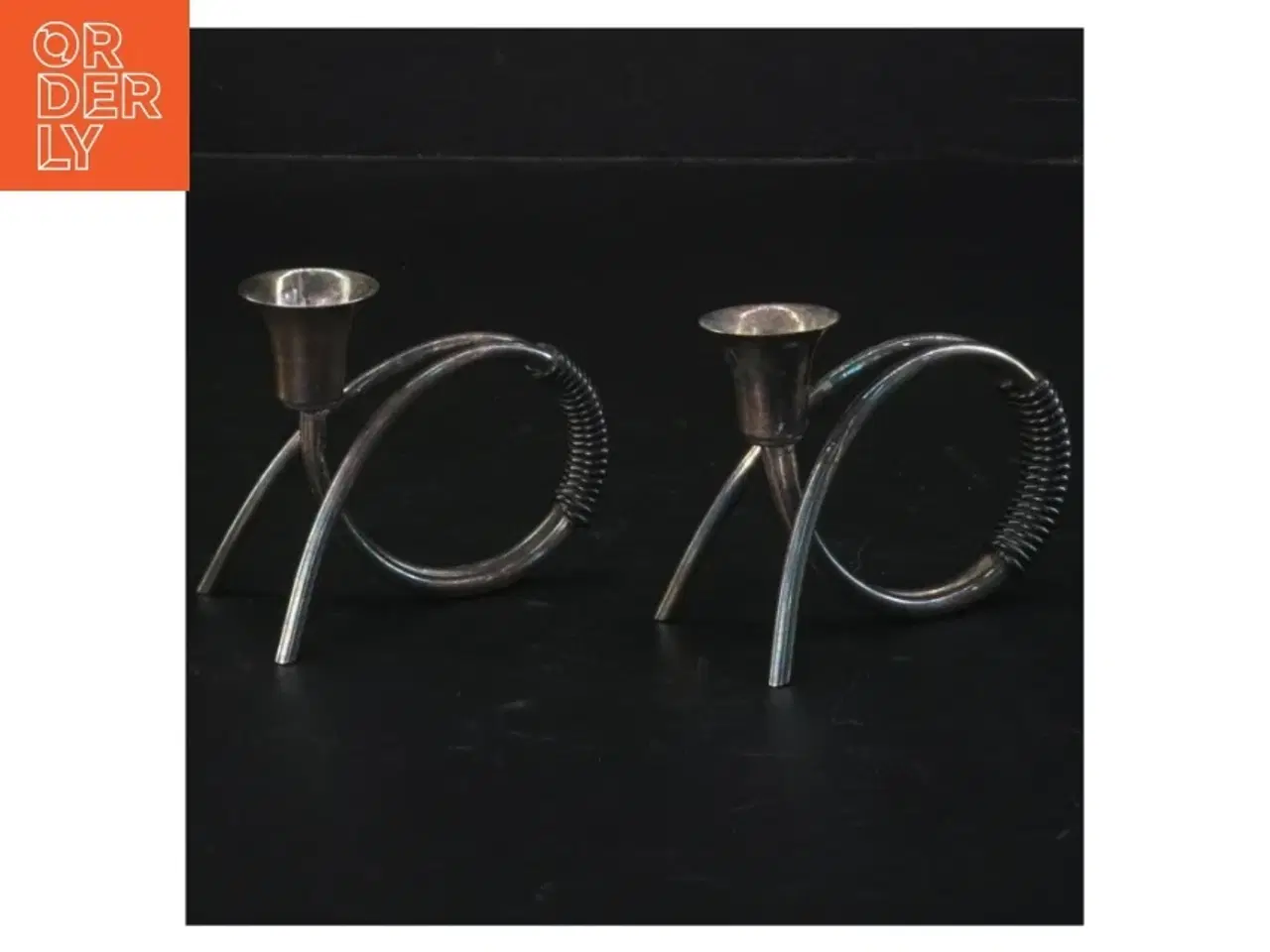 Billede 1 - Moderne lysestagepar i pletsølv(str. 7,5 x. 6 cm)