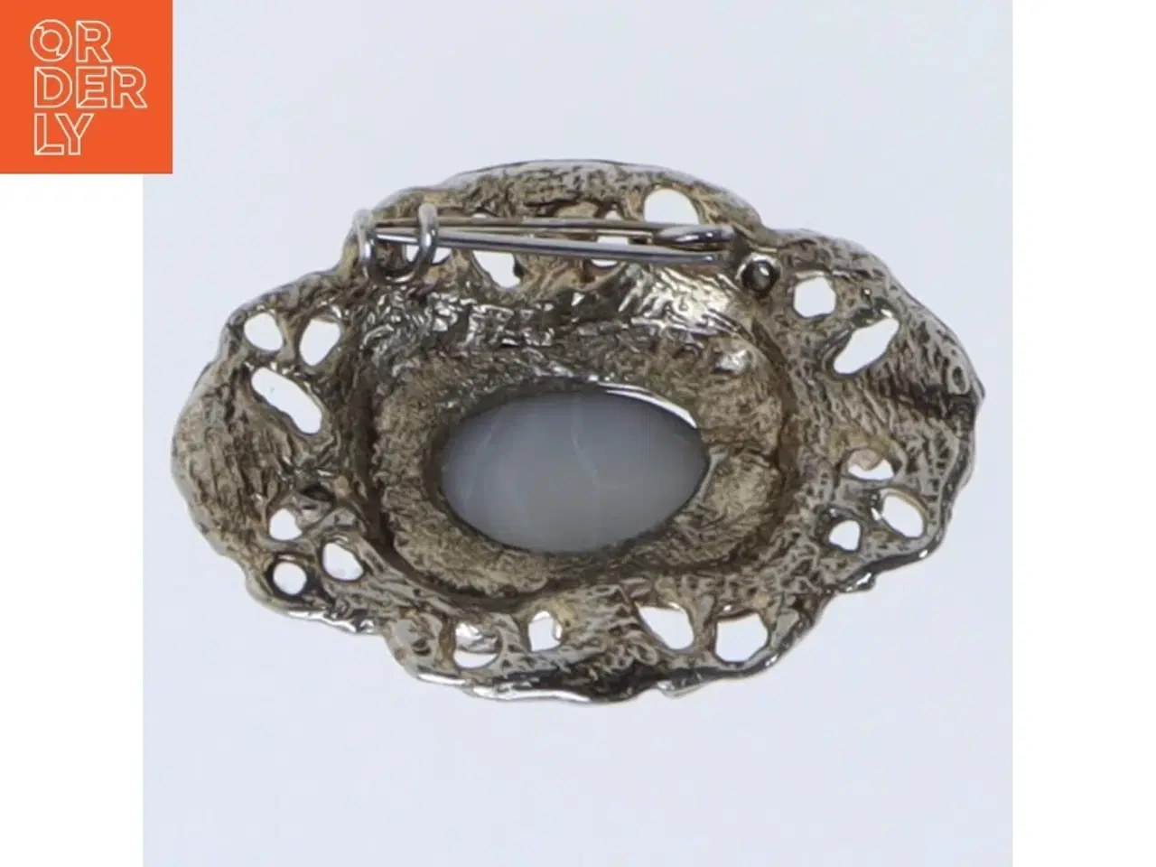 Billede 3 - Antik broche med sort sten (str. 4,5 cm)