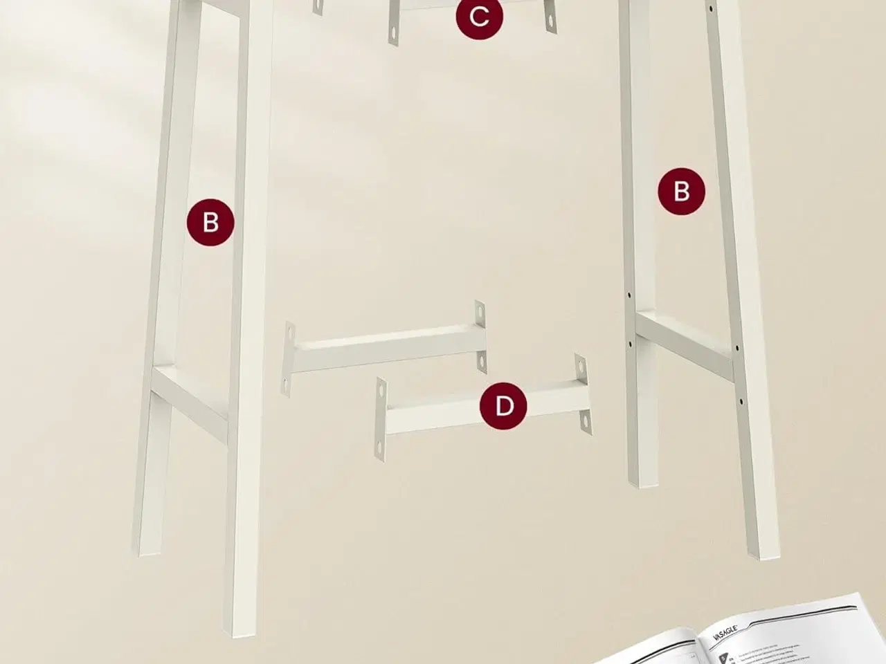 Billede 6 - Barstole med ryglæn VASAGLE – sæt af 2, 65 cm, beige/hvid eg