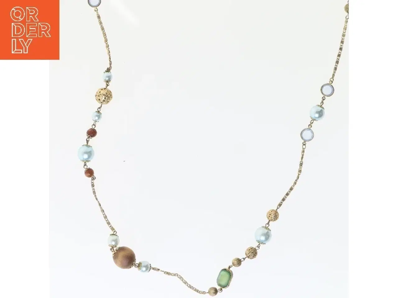 Billede 2 - Lang halskæde med perler og vedhæng (str. 80 cm)