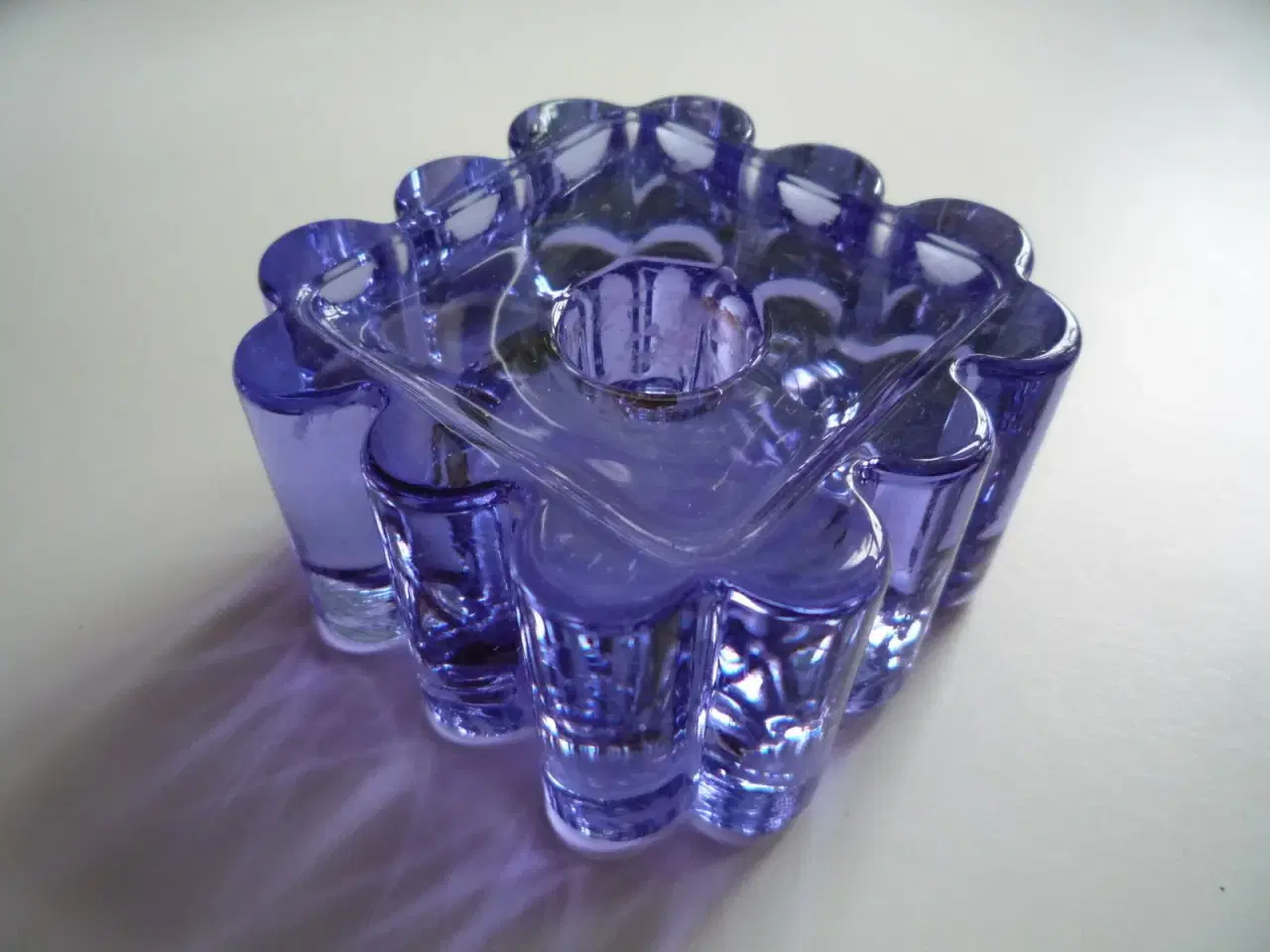 Billede 1 - Lysestage i blåt glas