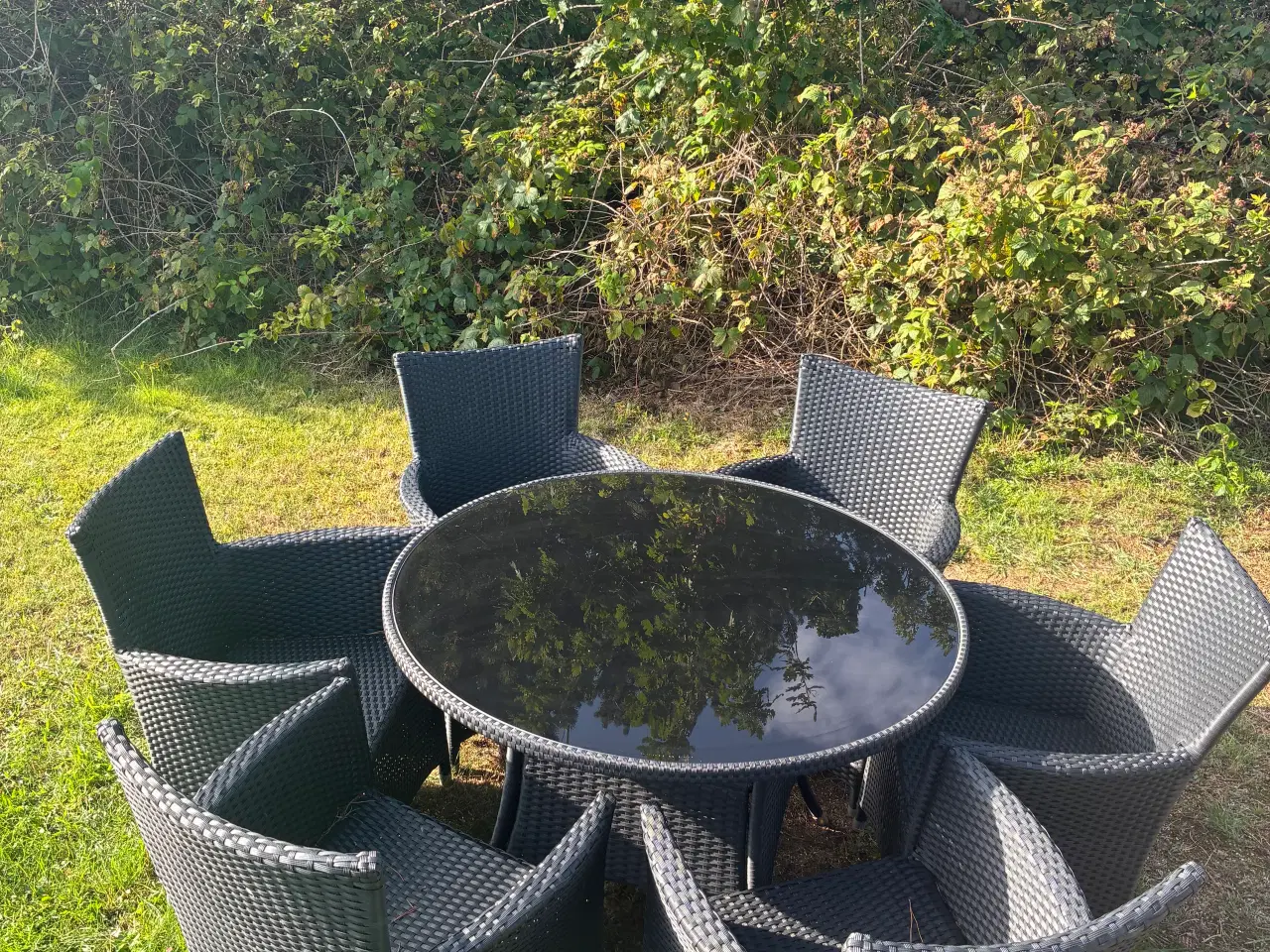 Billede 1 - Rundt havebord med 6 stole