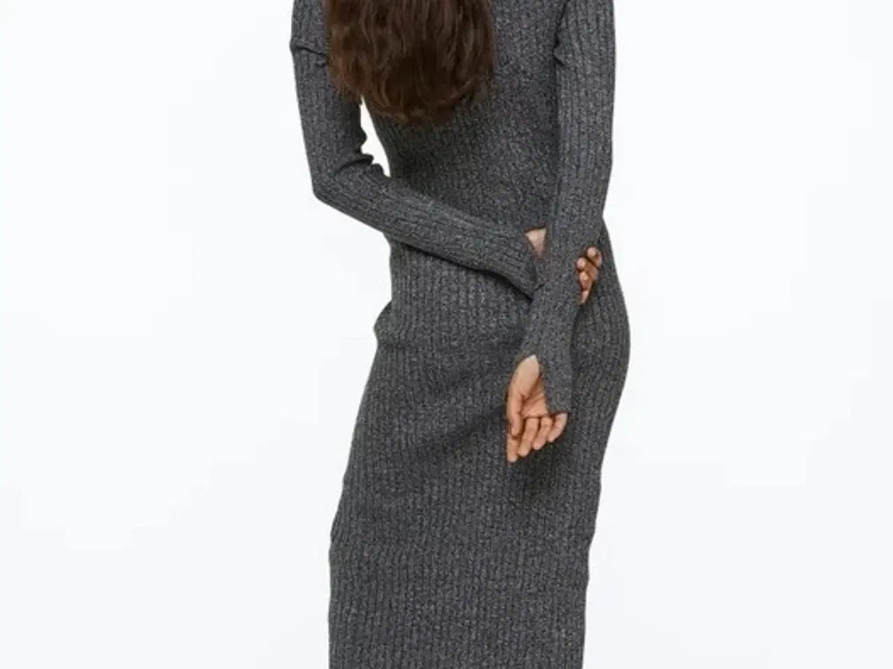 Billede 4 - Ribstrikket kjole med V-hals fra H&M
