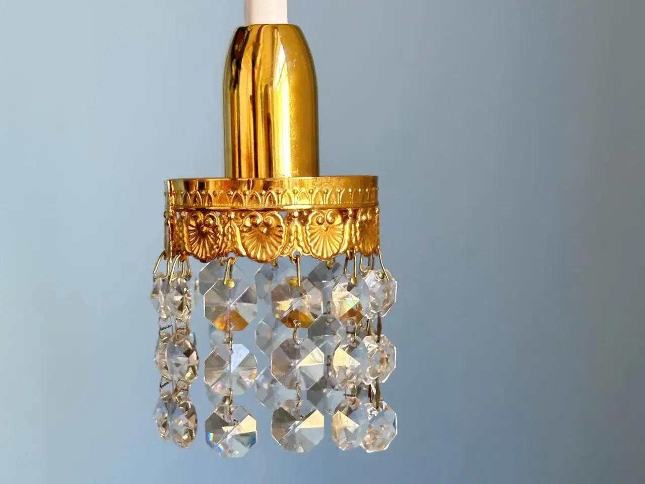 Billede 2 - Guldbelagt pendel m bling, ny el