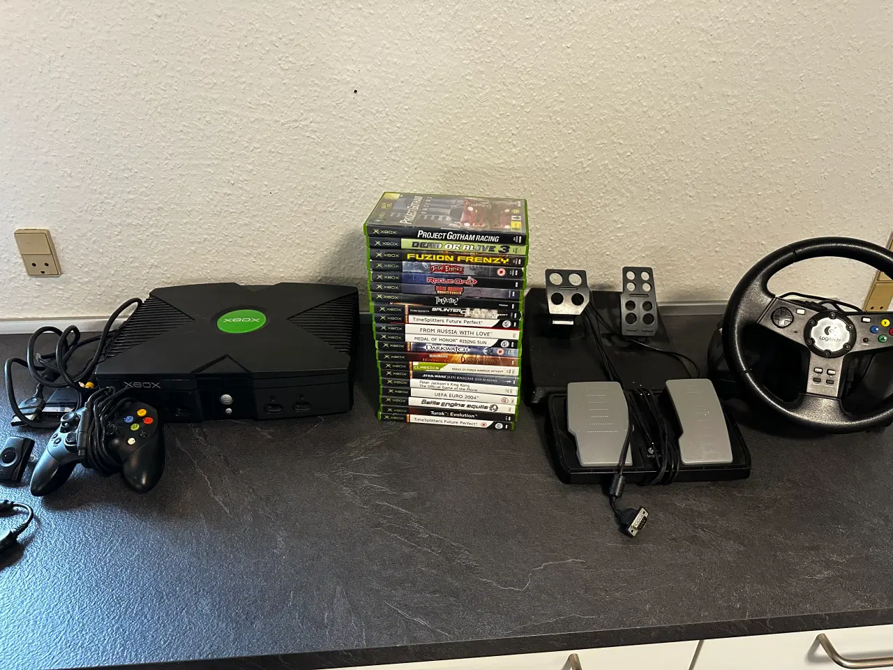 Billede 1 - Xbox Original pakke med rat, pedaler og 20 spil