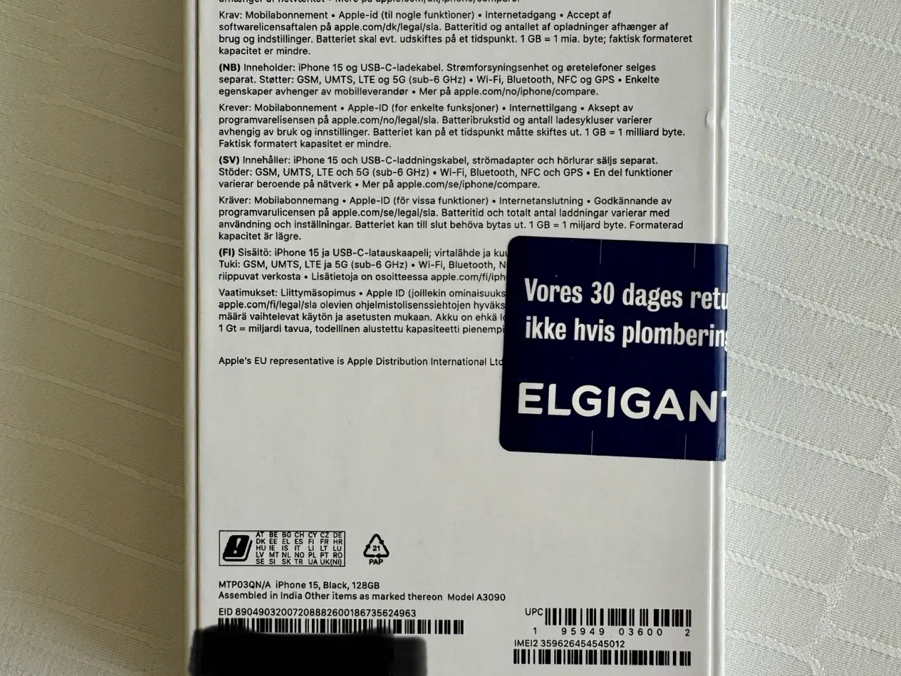 Billede 3 - iPhone 15 sort 128GB Uåbnet 