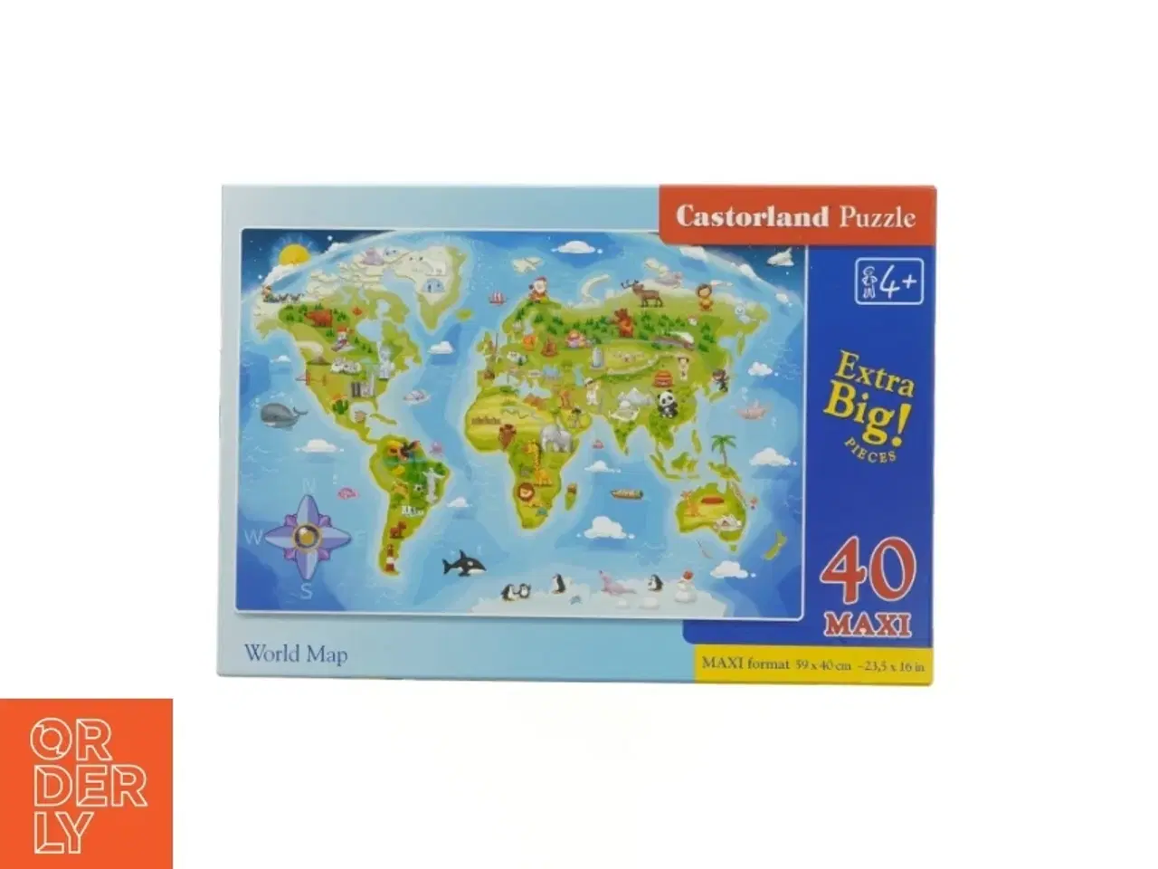 Billede 1 - Børnepuslespil med verdenskort fra Castorland (str. 59 x 40 cm)