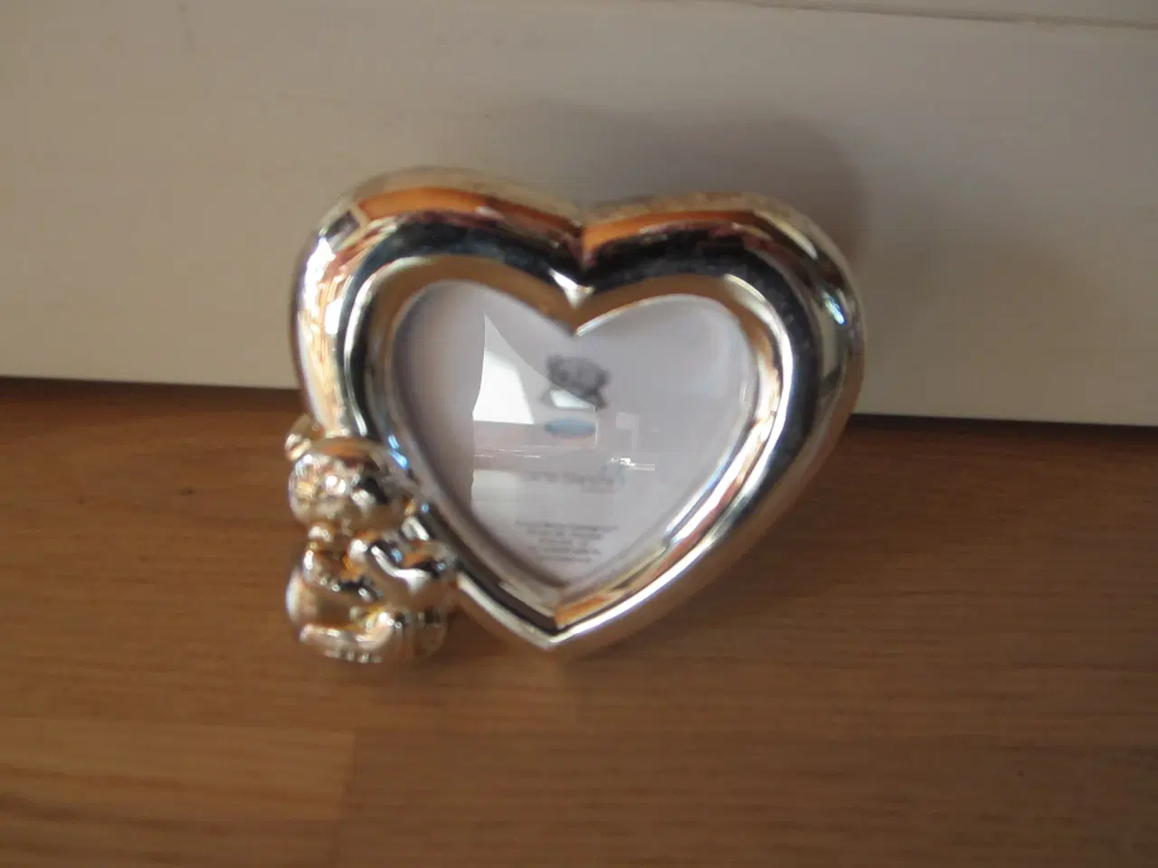 Billede 1 - Flot hjerte ramme med bamse "sølv" farvet