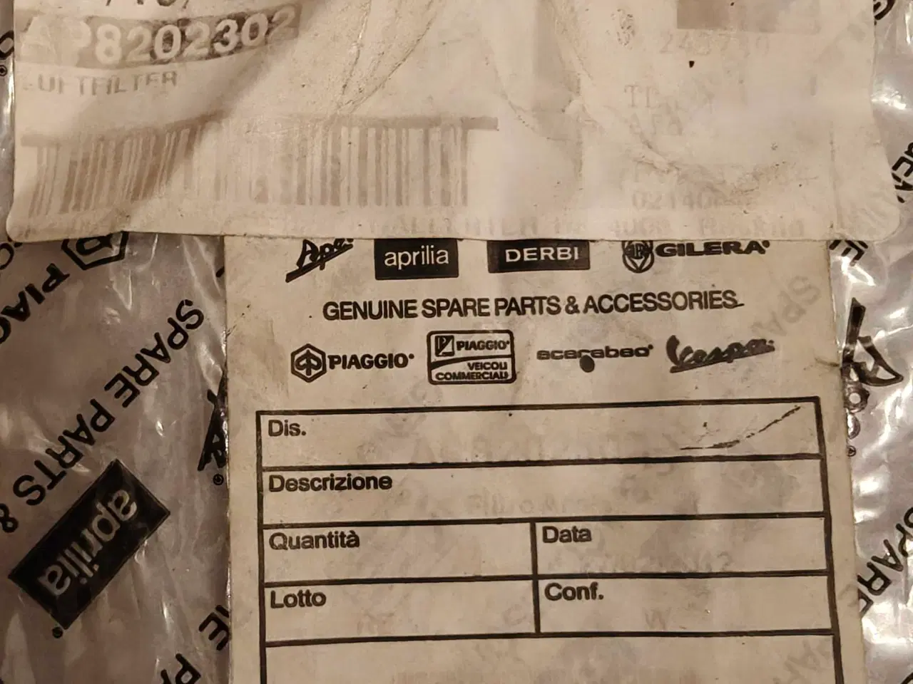 Billede 2 - Aprilia SR50 Ditech. Ny Original Luftfilterindsats