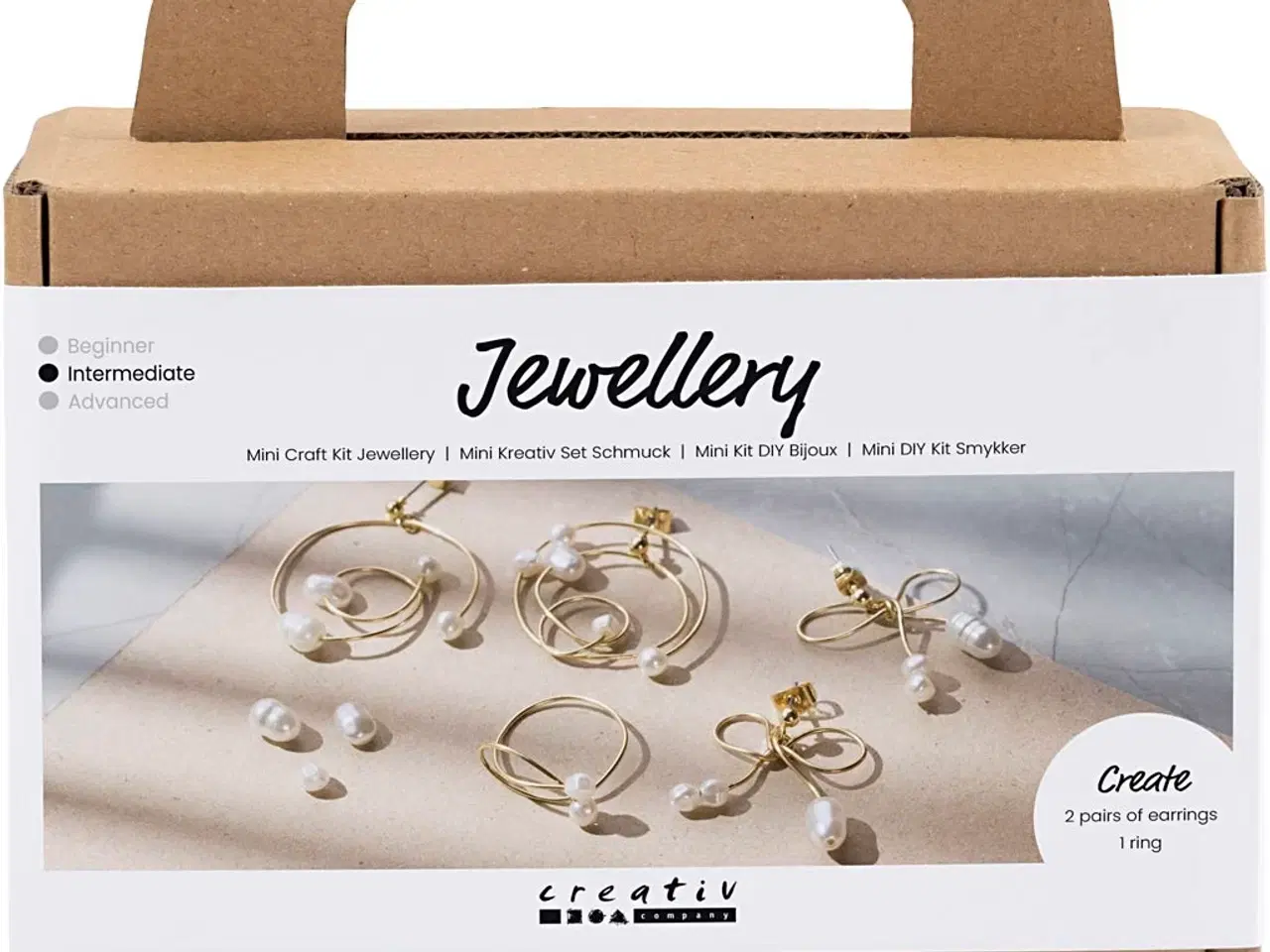 Billede 1 - Mini DIY Kit Smykker, Øreringe med wire, forgyldt, 1 pk.