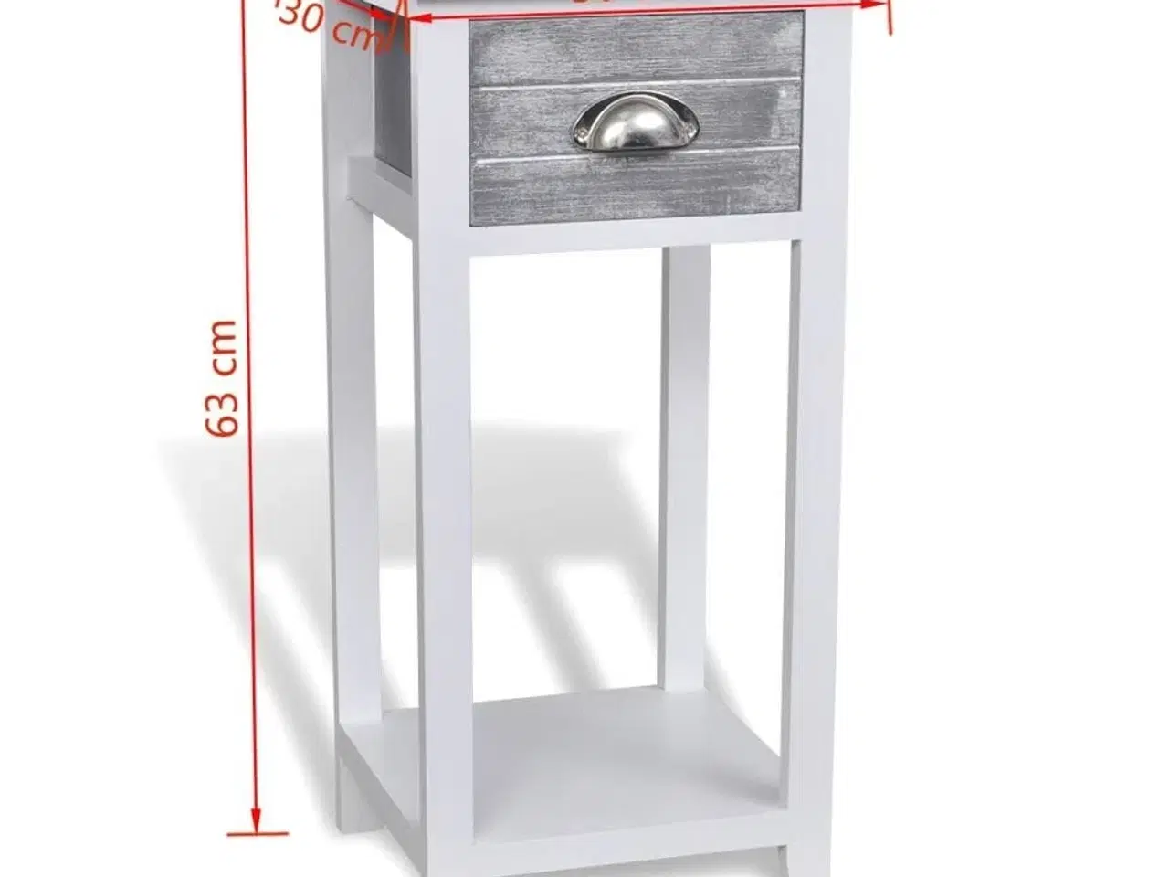 Billede 6 - Sengebord med 1 skuffe grå og hvid
