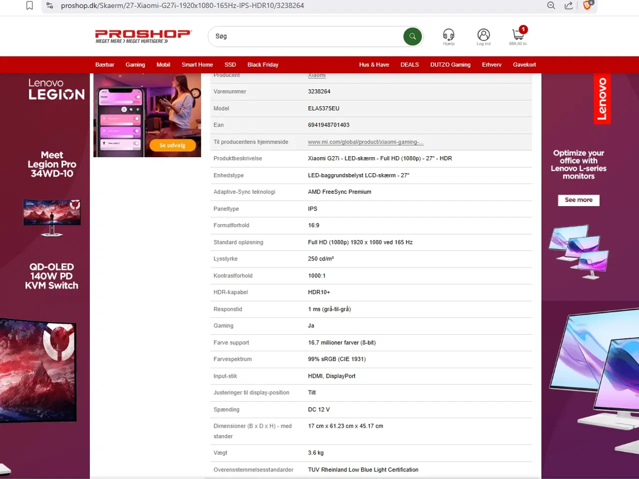 Billede 2 - Xiaomi 27" 165hz