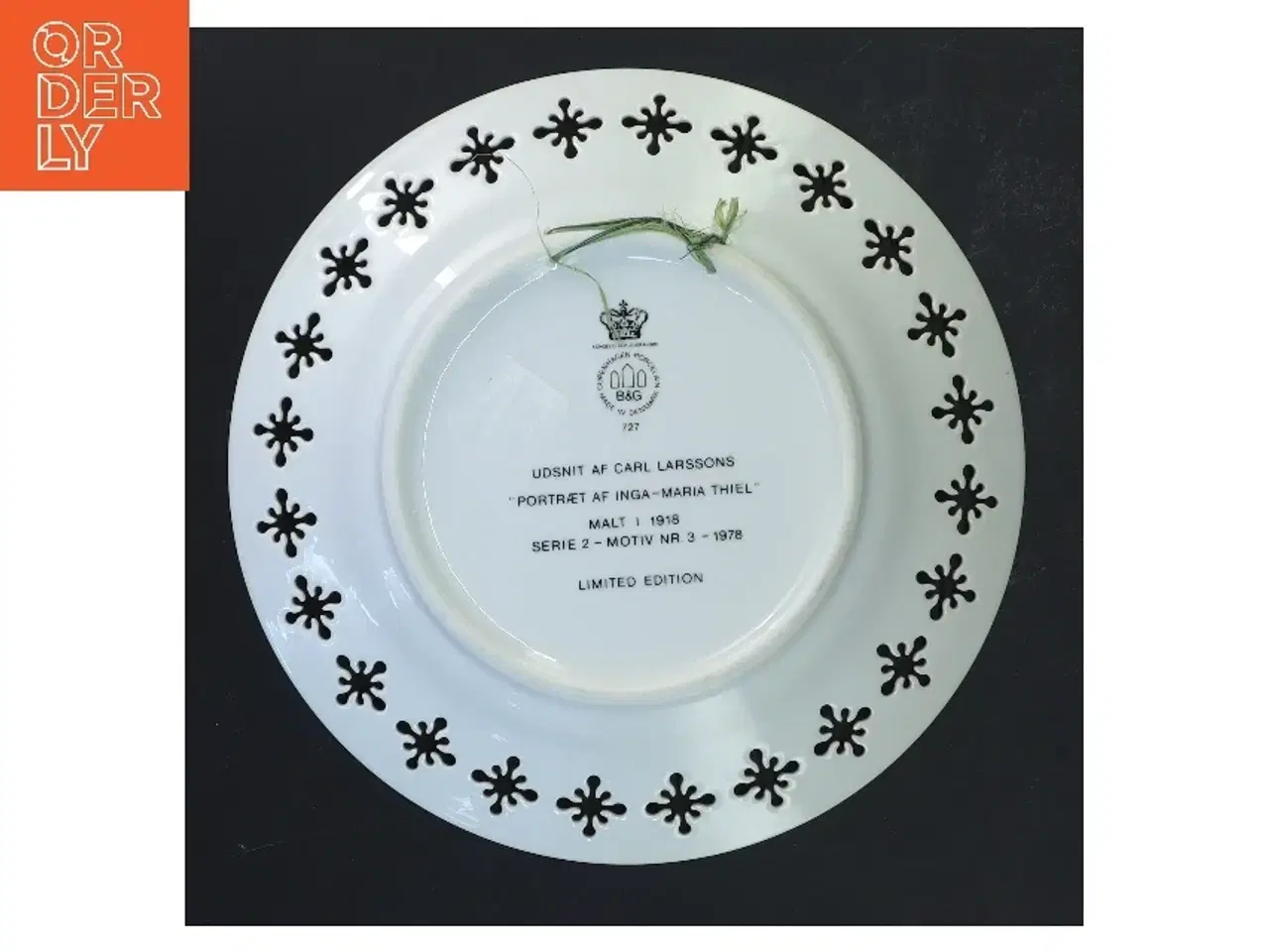 Billede 3 - Dekorativ tallerken med portræt fra B&G (str. Ø 22 cm)