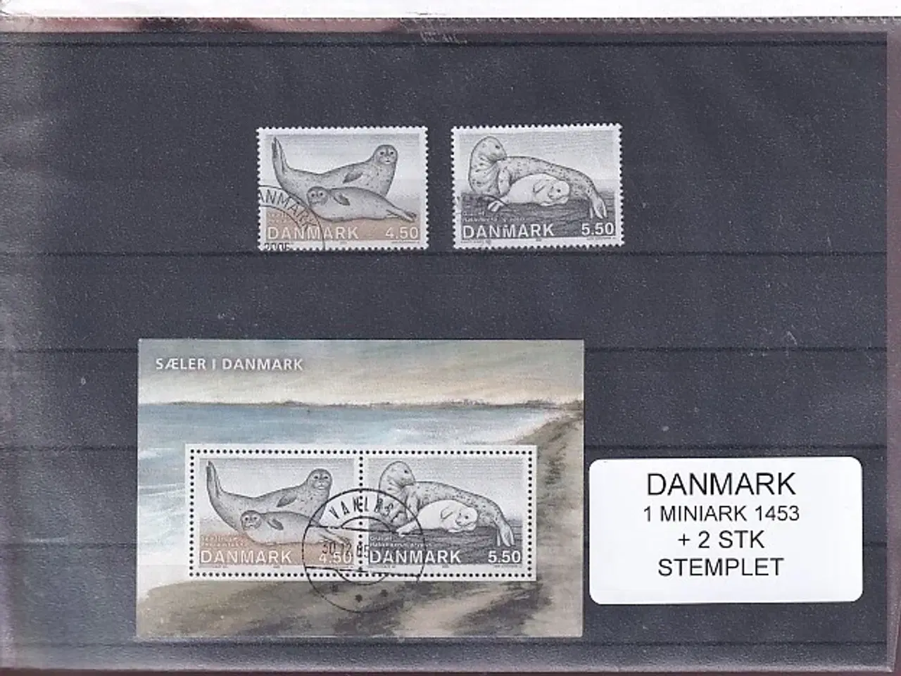 Billede 1 - Danmark - Miniark 1453 + enkeltmærker - Stemplet