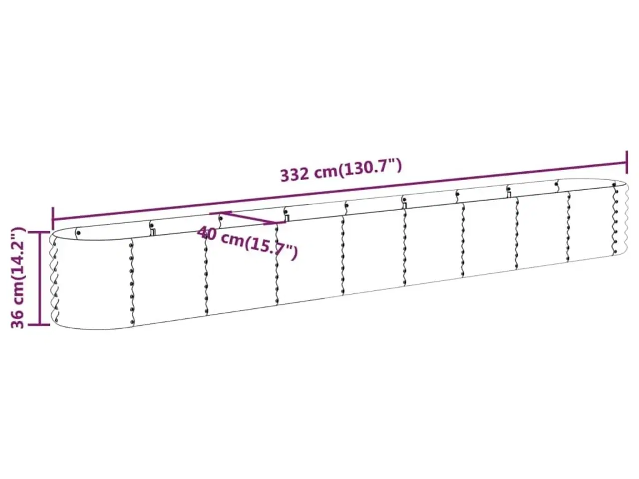 Billede 6 - Plantekasse 332x40x36 cm galvaniseret stål antracitgrå