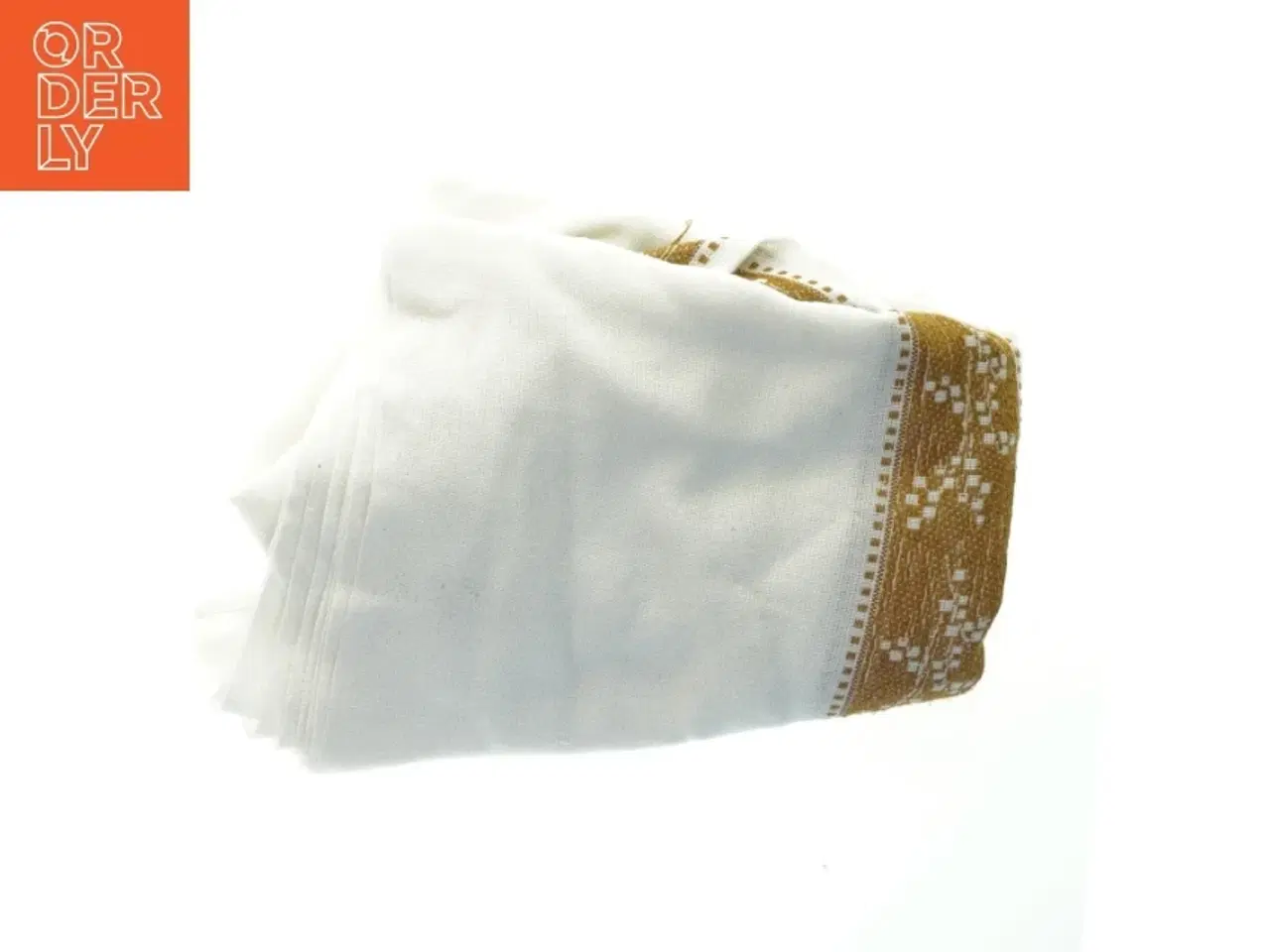 Billede 1 - Hvidt dug med brunt mønster