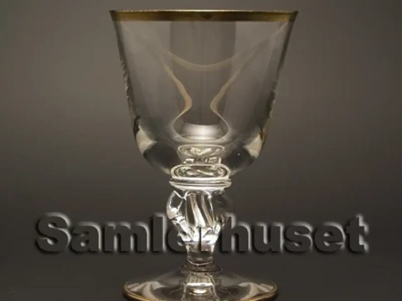 Billede 1 - Gammelholm m. bred guldkant Rødvinsglas. H:130 mm.