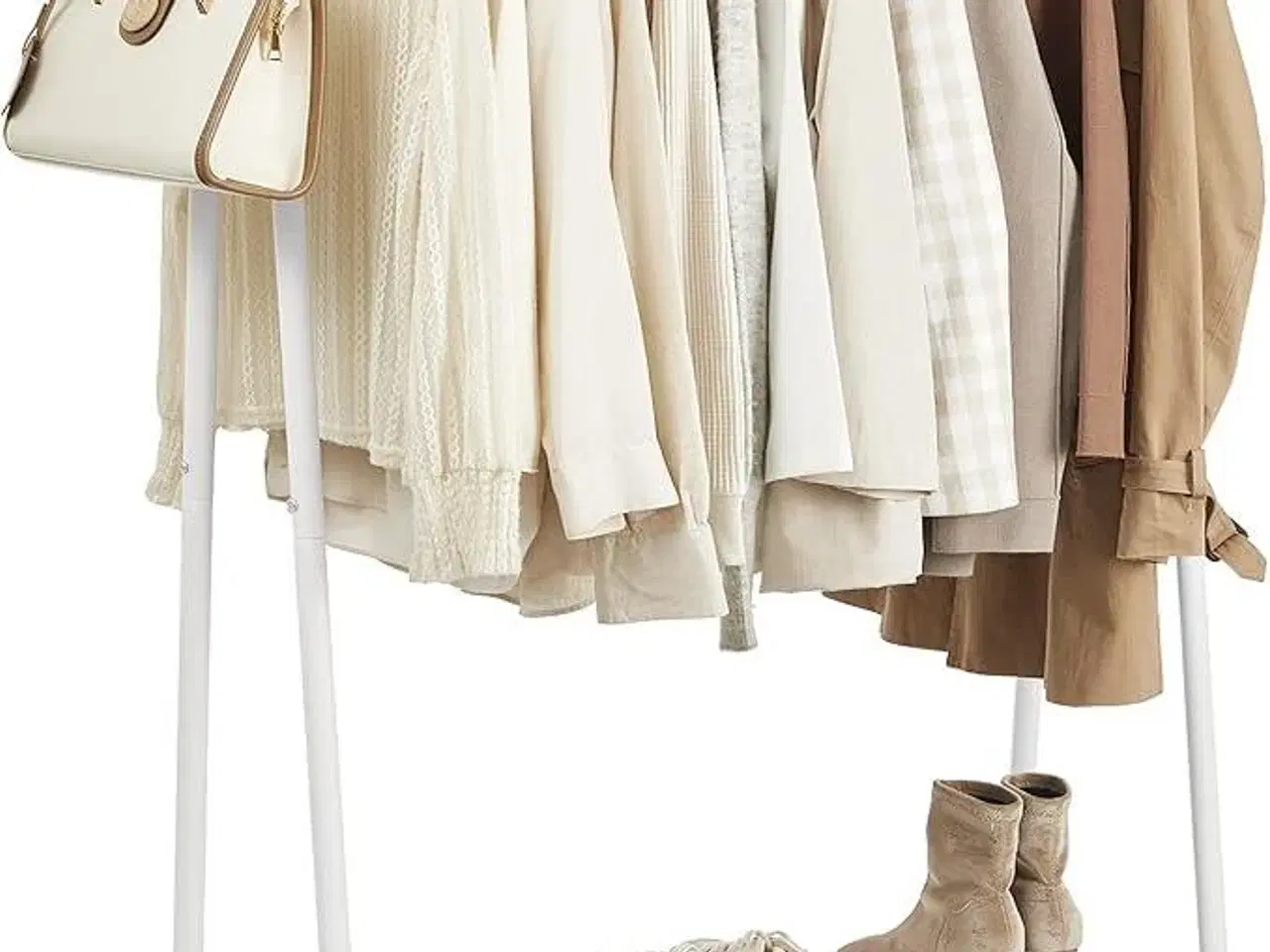 Billede 1 - Tøjstativ garderobestativ med bøjlestang og hylde, stål, 33,5 × 92,5 × 153 cm, hvid