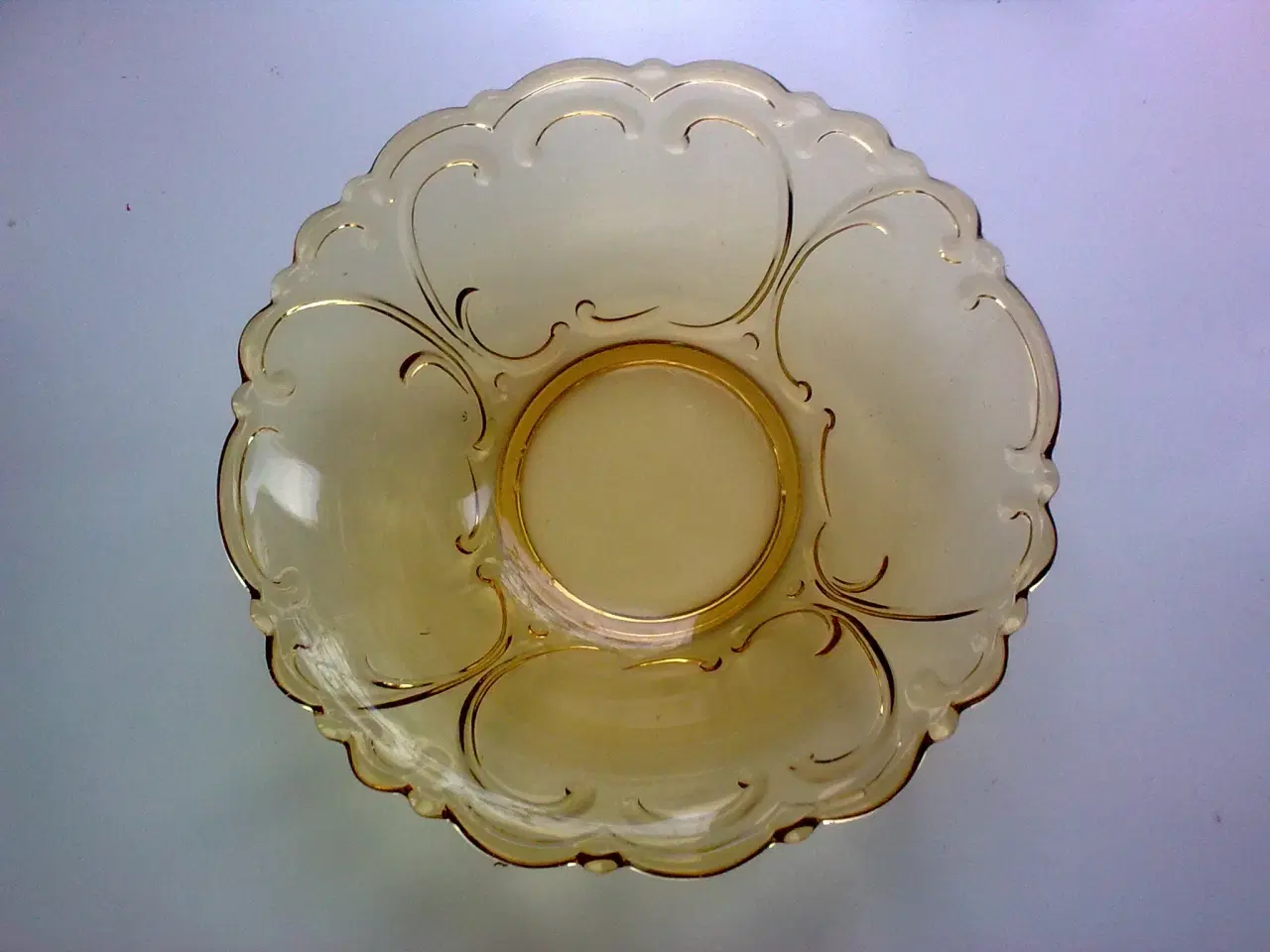 Billede 1 - 1920r replica dansk hygge glasskål i GUL d