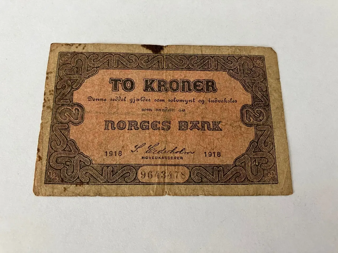 Billede 1 - 2 Kroner 1918 Norge - Slidt