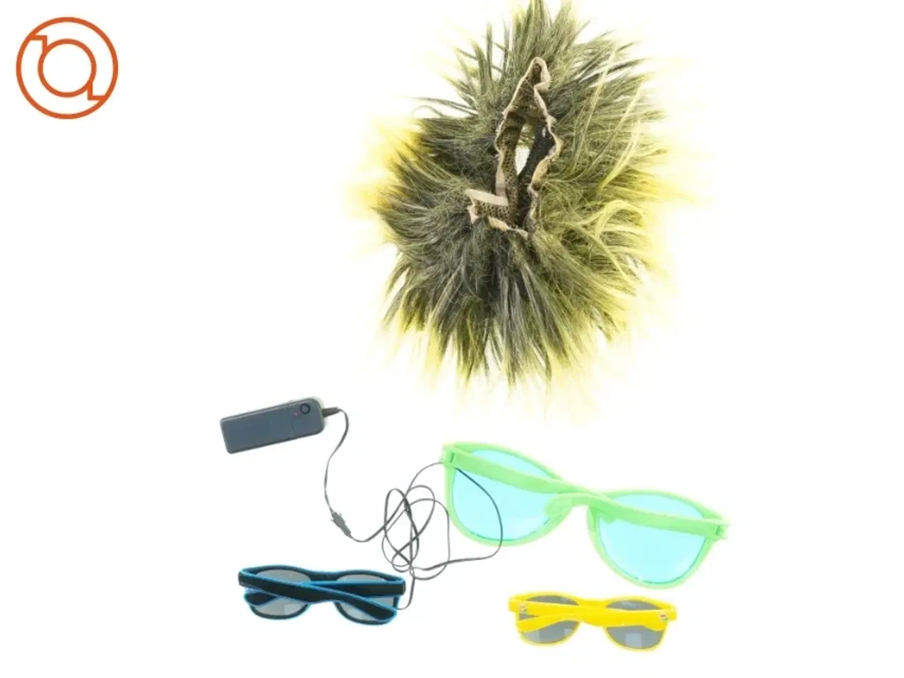 Billede 1 - Solbriller og paryk, udklædning (str. Blandet)