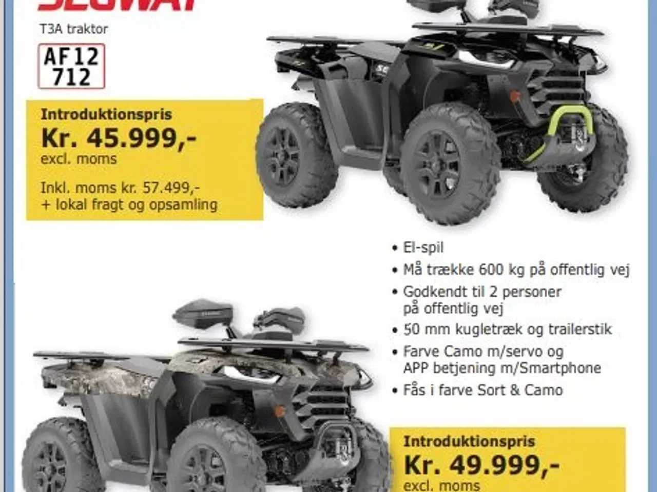 Billede 1 - ATV   Segway 500ccm  Lev. som T3a traktor 40 km/t