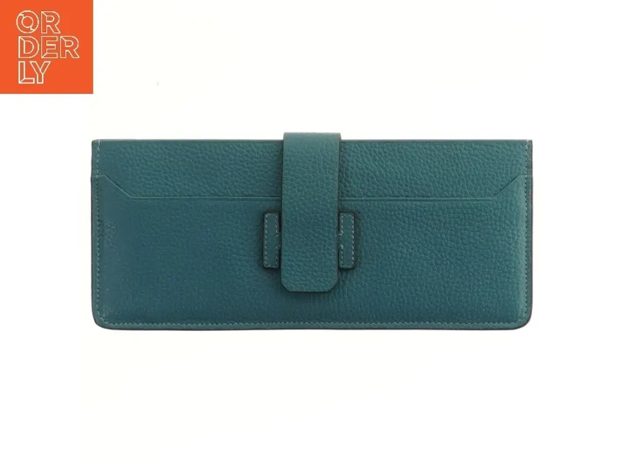 Billede 1 - Petroleumsblå læderpung med lukning fra Hermés (str. 24x10,5 cm)