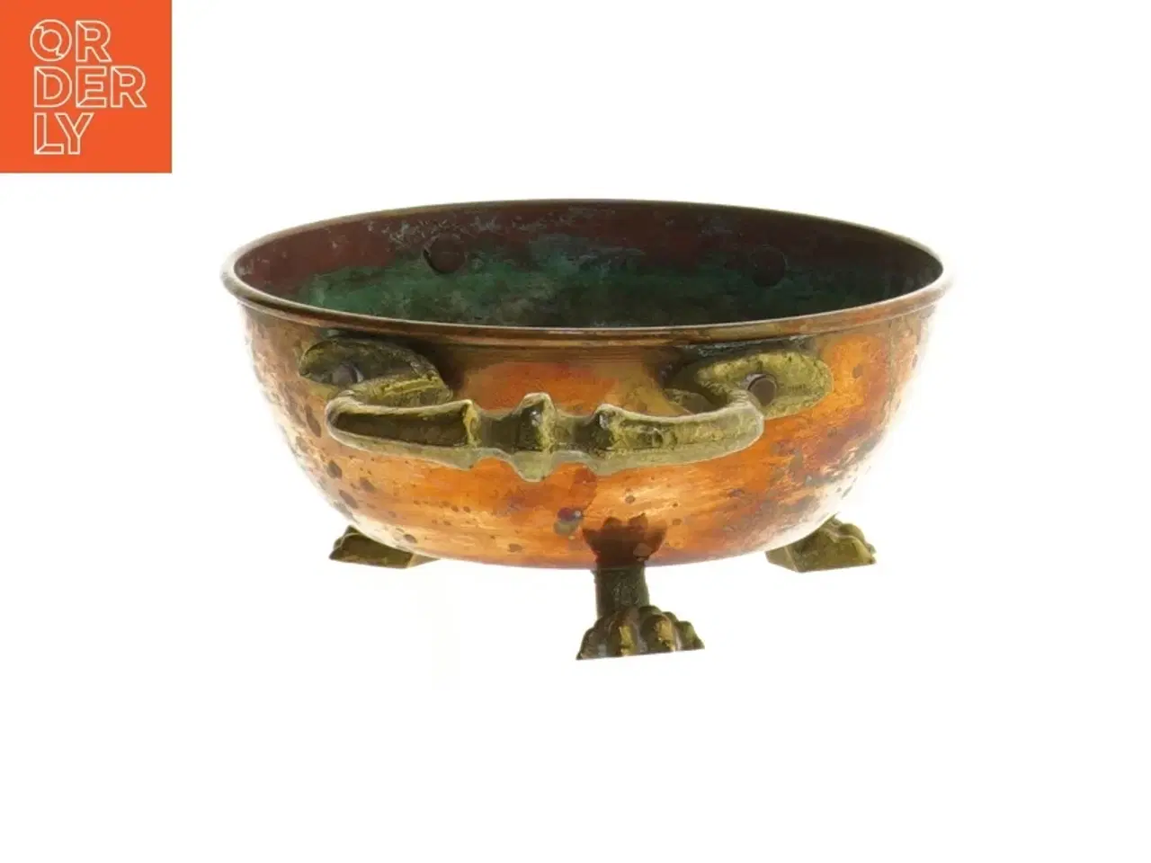 Billede 2 - Kobberskål med håndtag og ben (str. Ø 12,5 cm)