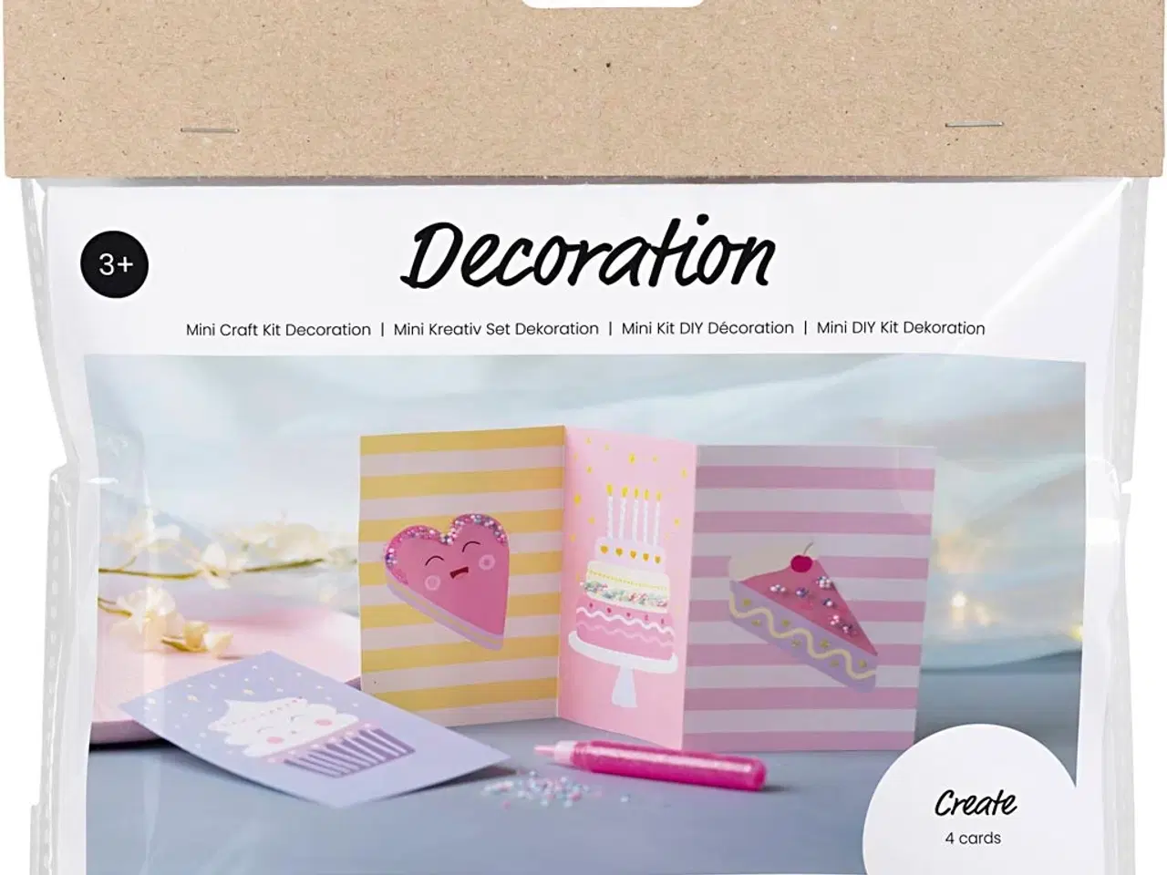 Billede 1 - Mini DIY Kit Dekoration, Kager, pastelpink, pastellilla, pastelgul, 1 pk.