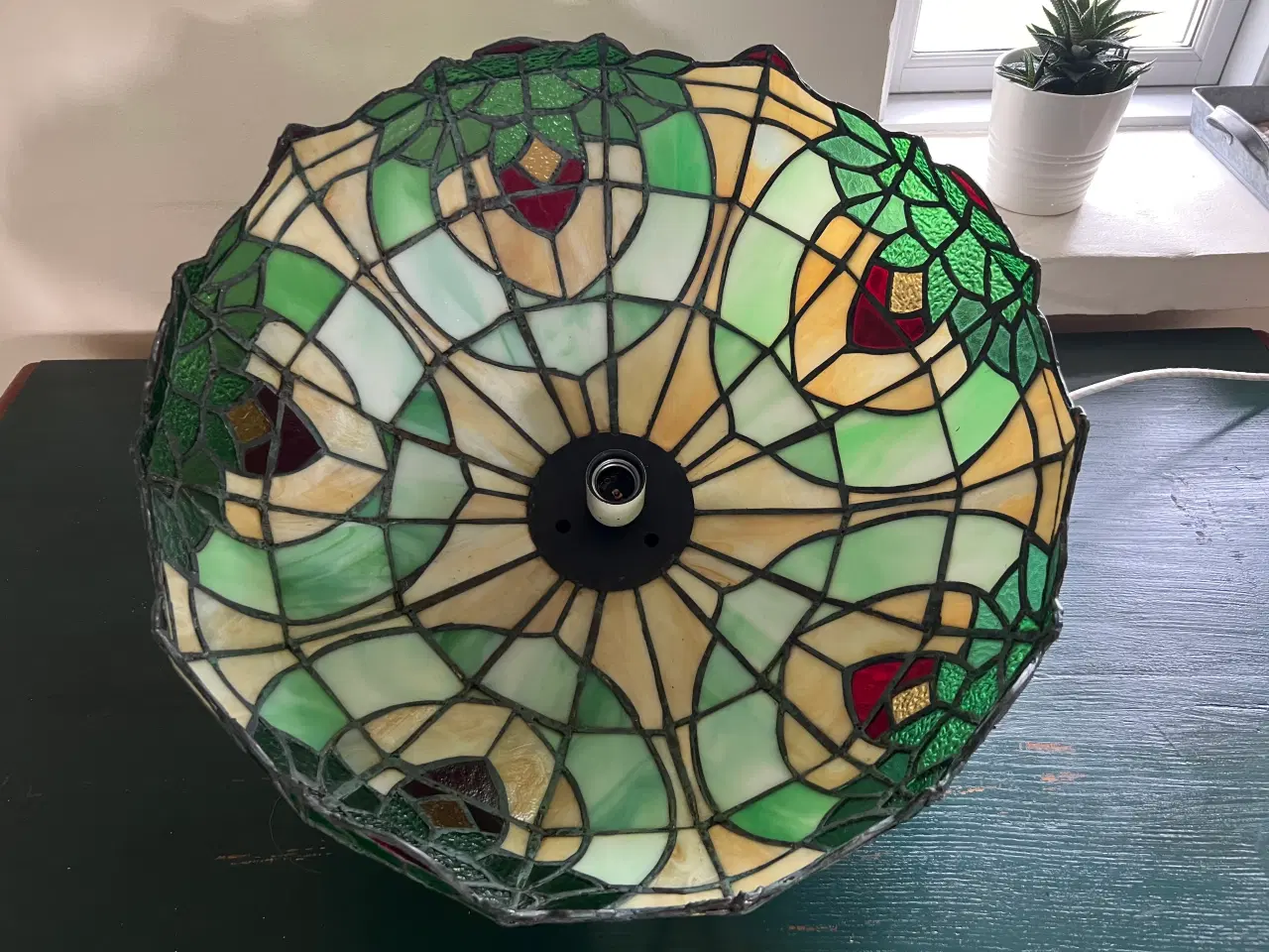 Billede 2 - Lampe Tiffany gammel,  blyindfattet glas