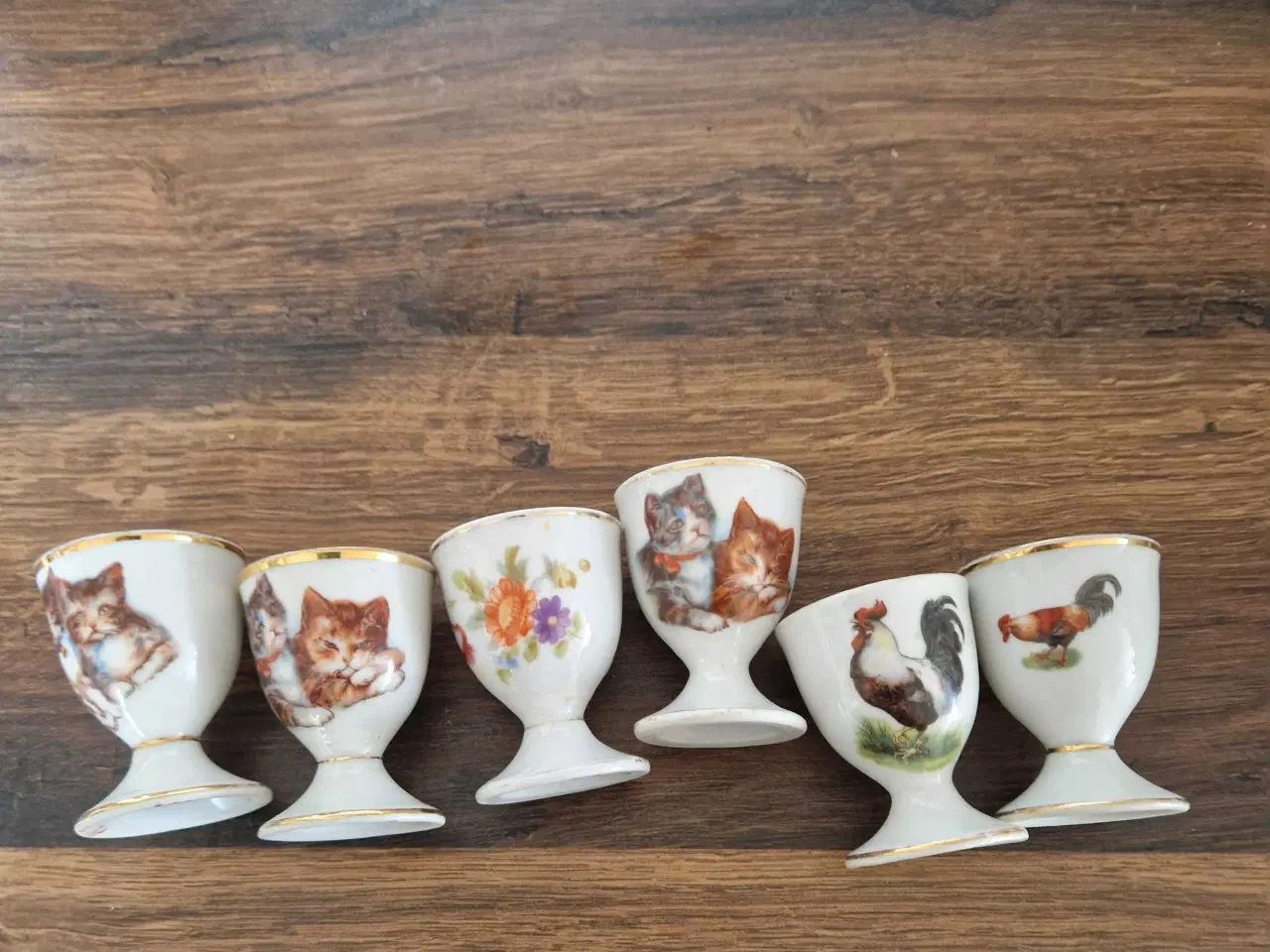 Billede 4 - 6 stk antikke æggebægre med motiver 