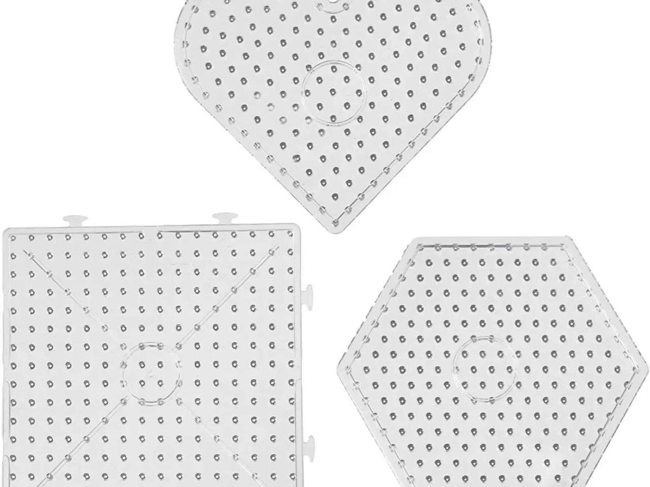 Billede 1 - Perleplader i hjerte, sekskant og firkant - 6 stk.