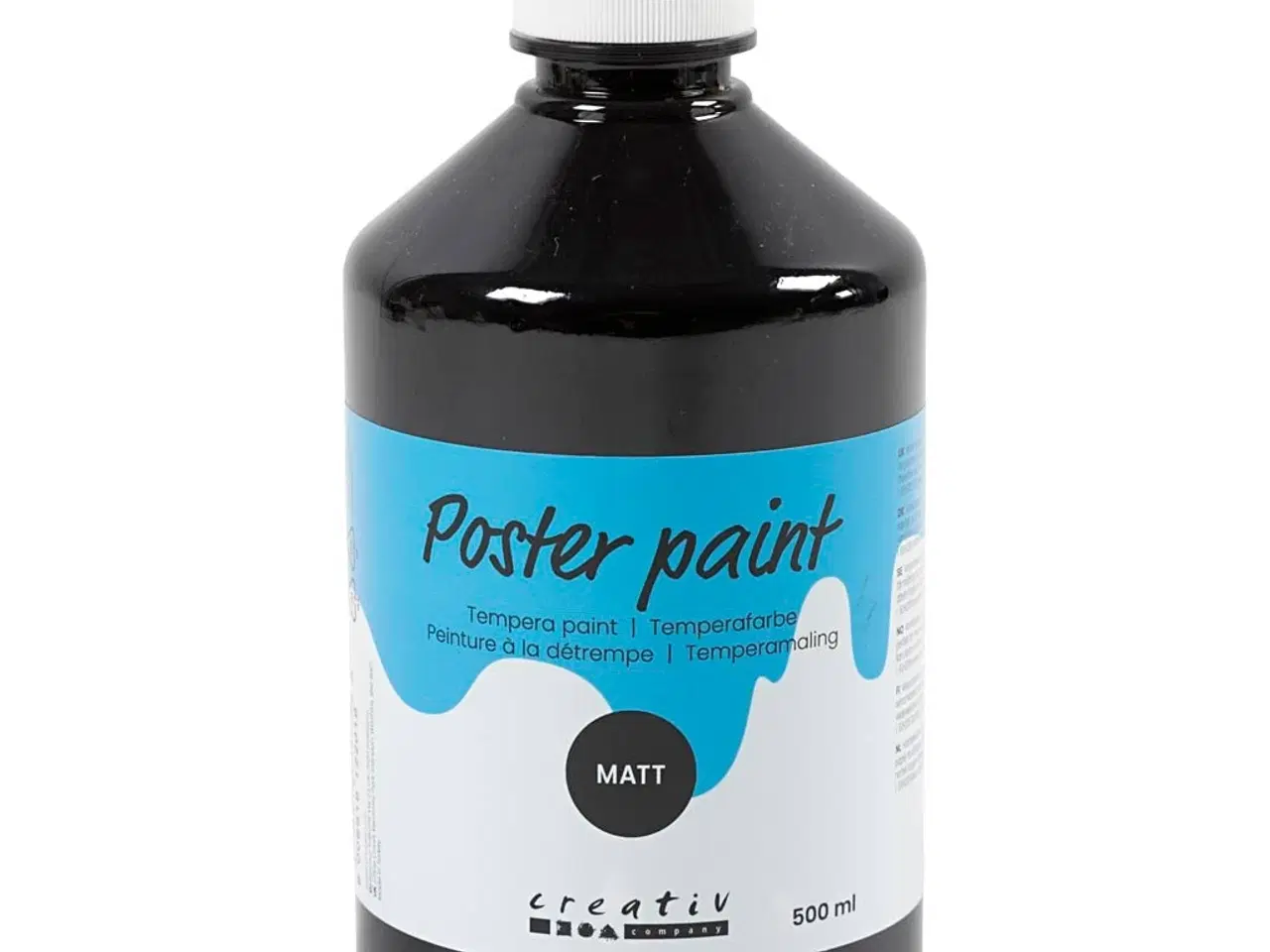 Billede 1 - Temperamaling Mat Sort 500ml - Høj Kvalitet