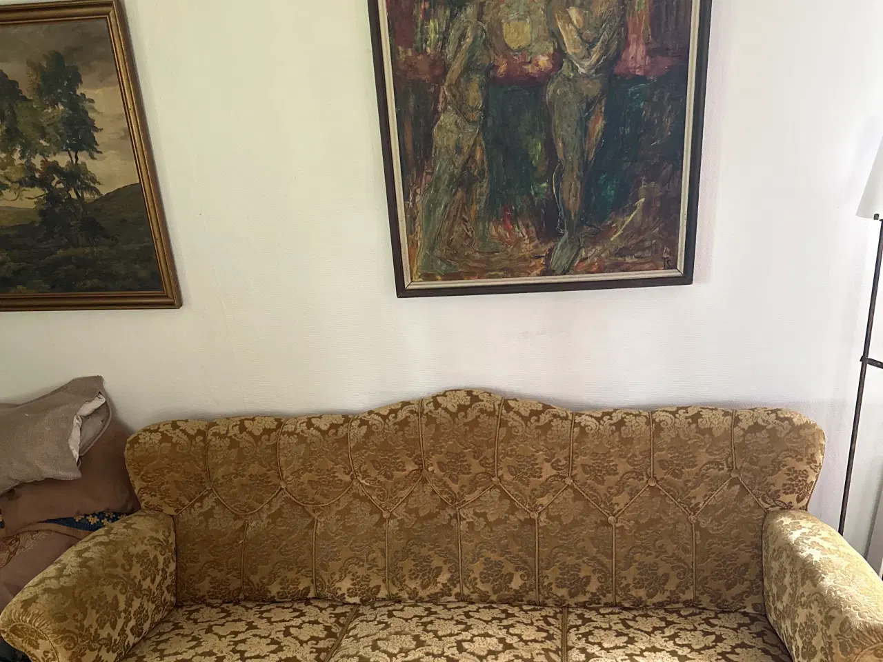 Billede 2 - Sofa og stol gammel antik karrygul