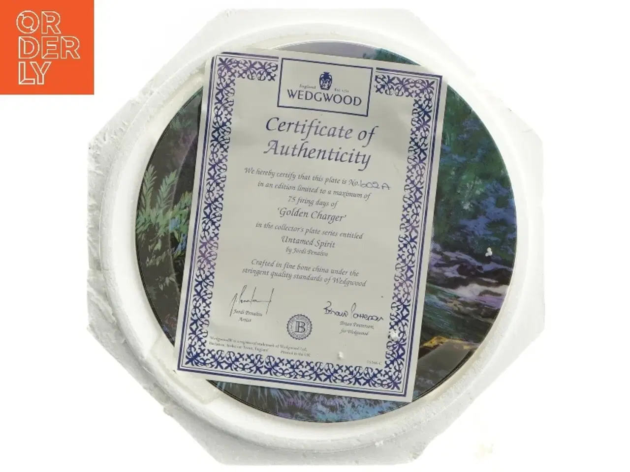 Billede 3 - Dekorativt porcelænstallerken med motiv af hest fra Wedgwood (str. Ø 20 cm)