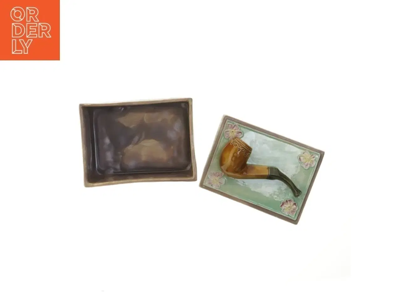 Billede 4 - Sjælden Dekorativ tobaksdåse i keramik med låg (str. 17x12 cm)