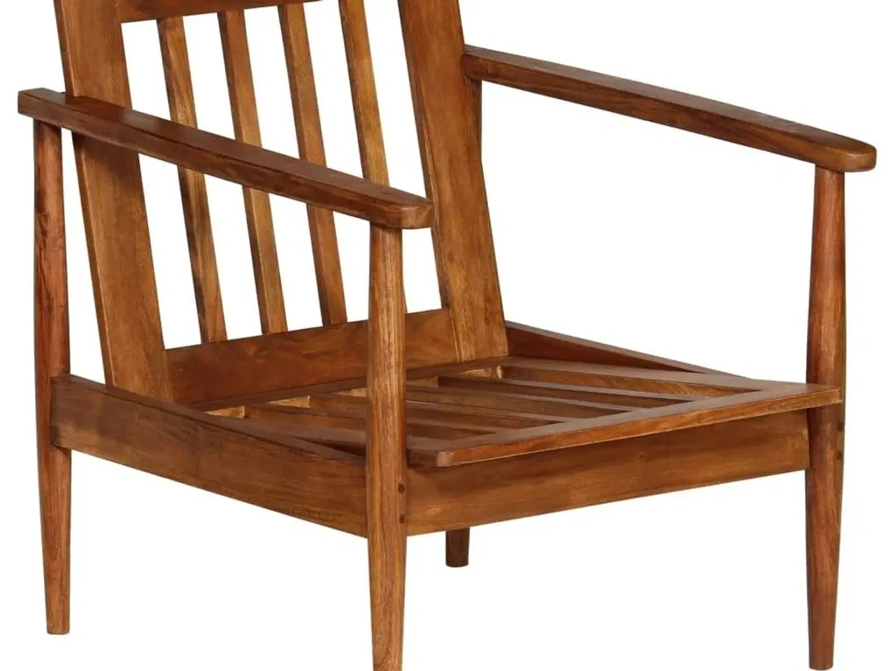 Billede 5 - Lænestol ægte læder med akacietræ brun