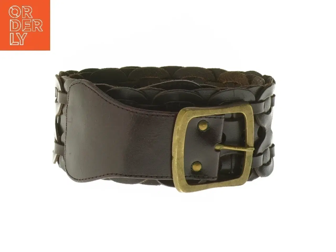 Billede 1 - Flettet læderbælte med spænde (str. 103 til 112 cm)