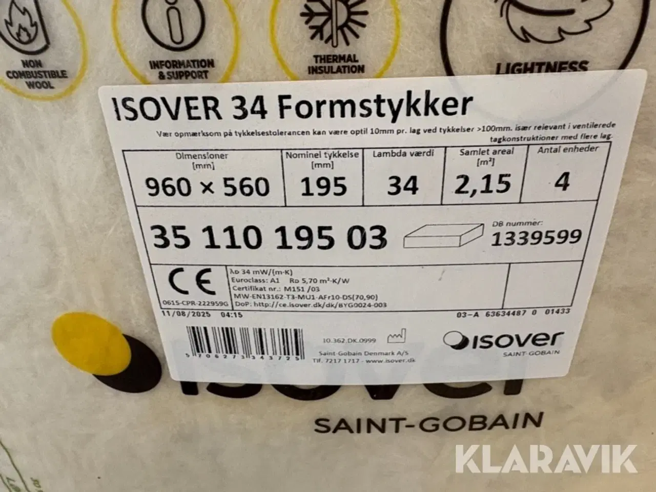 Billede 3 - Isolering Isover 195mm 13 styk.