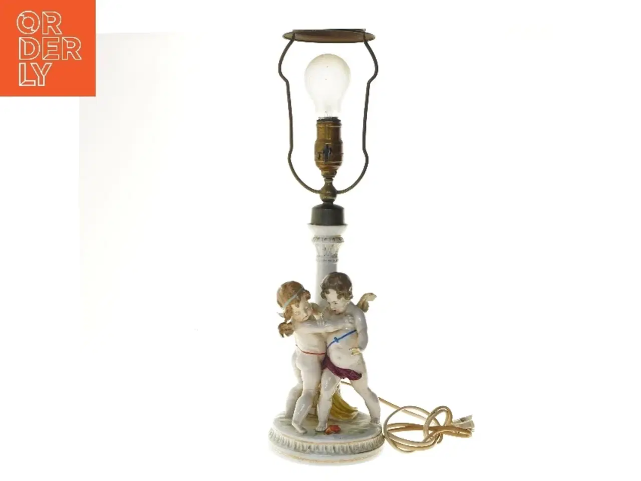 Billede 1 - Porcelænsbordlampe med figurer (str. 54 cm)