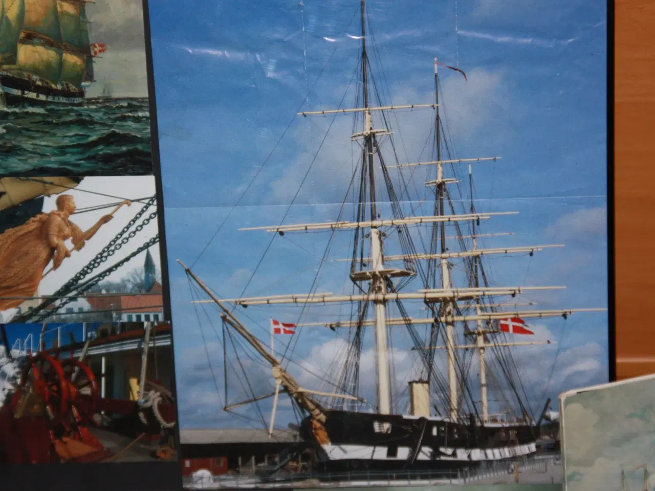 Billede 4 - Ramme med billeder / postkort og Fregatten Jylland