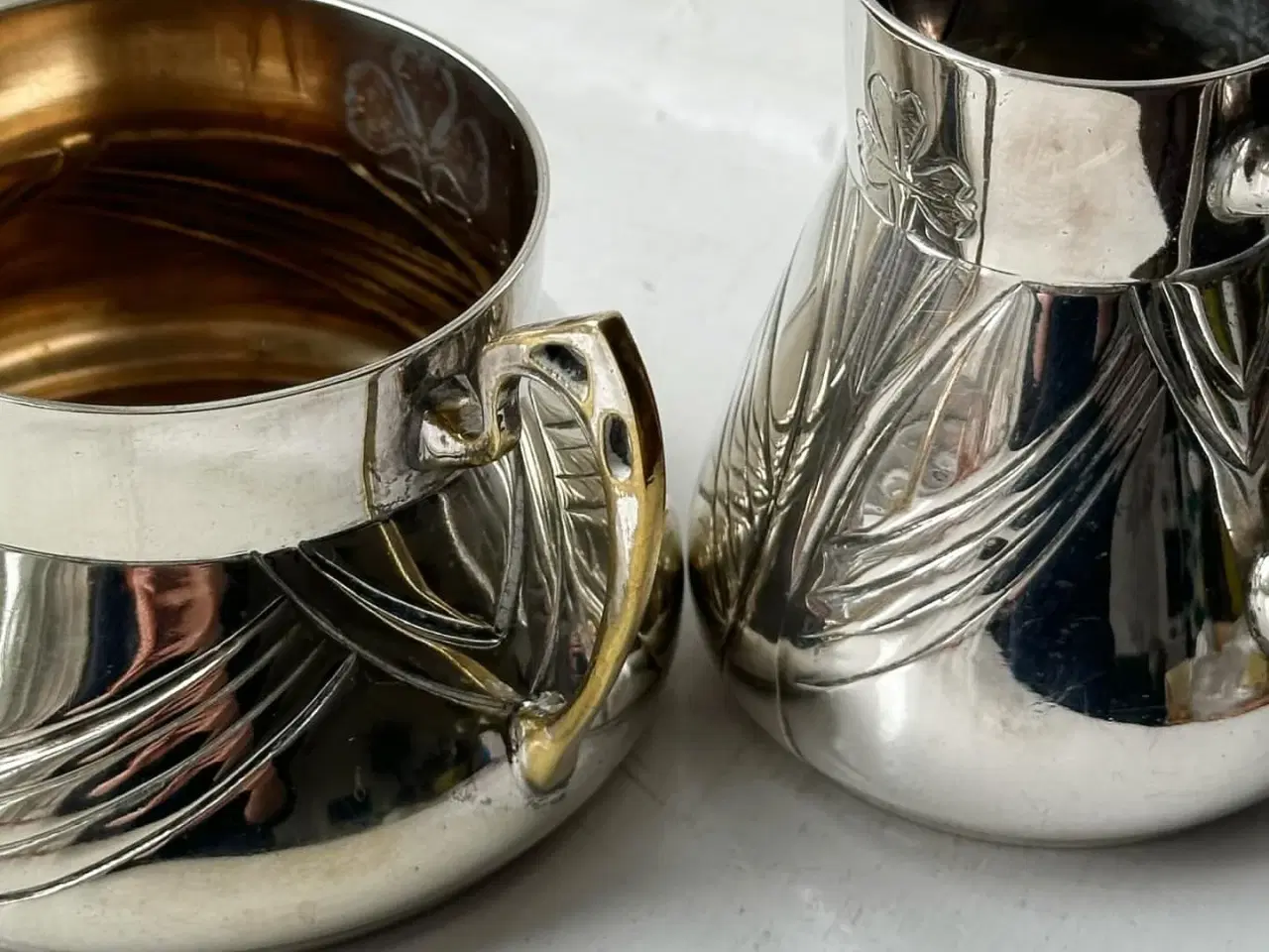 Billede 6 - Sukker- og flødesæt, jugendstil, pletsølv